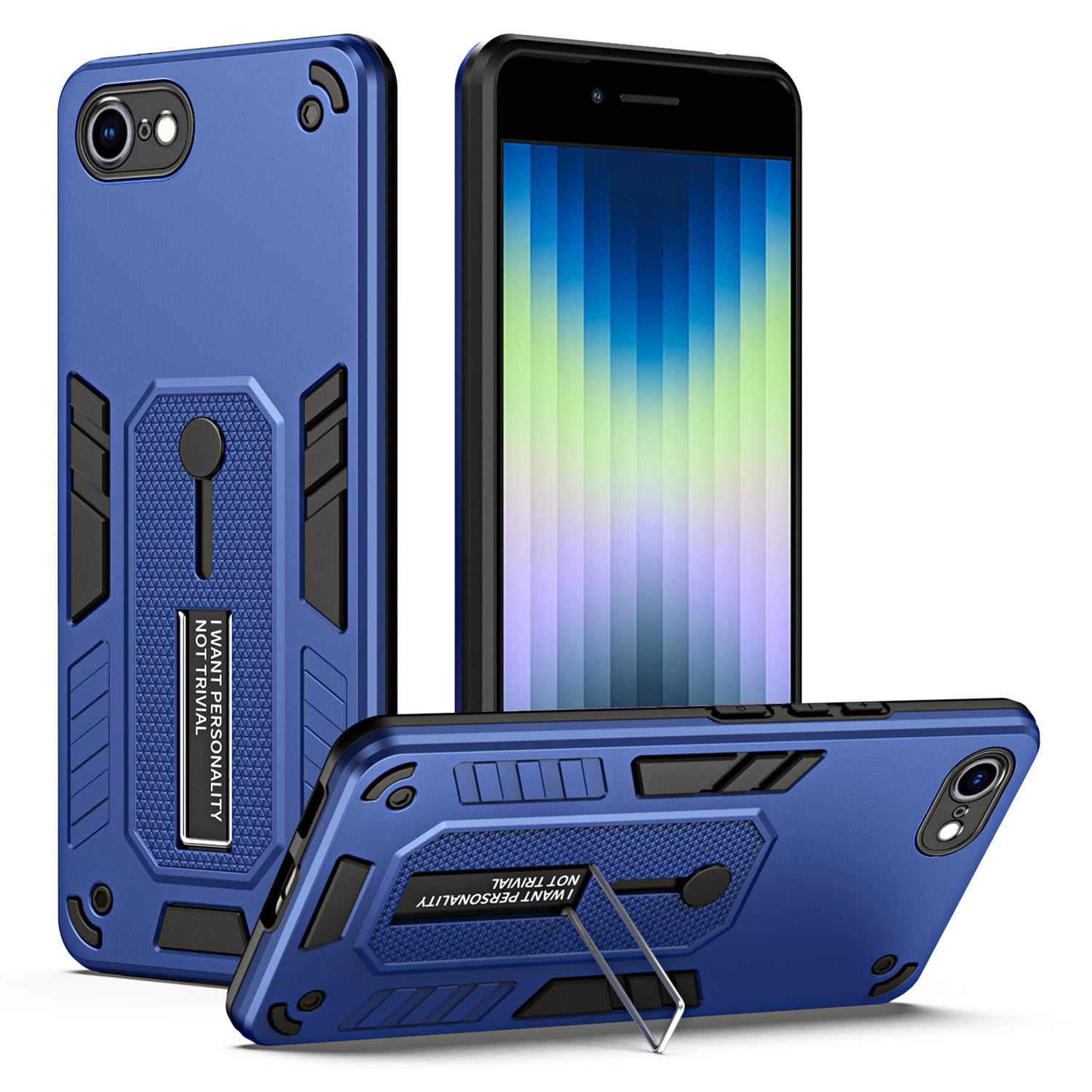 Til iPhone 7/8 4,7 tommer/SE PC TPU Kickstand Telefon Case Finger Grip Beskyttende Cover Til iPhone 7/8 4,7 tommer/SE PC TPU Kickstand Telefon Case Finger Grip Beskyttende Cover